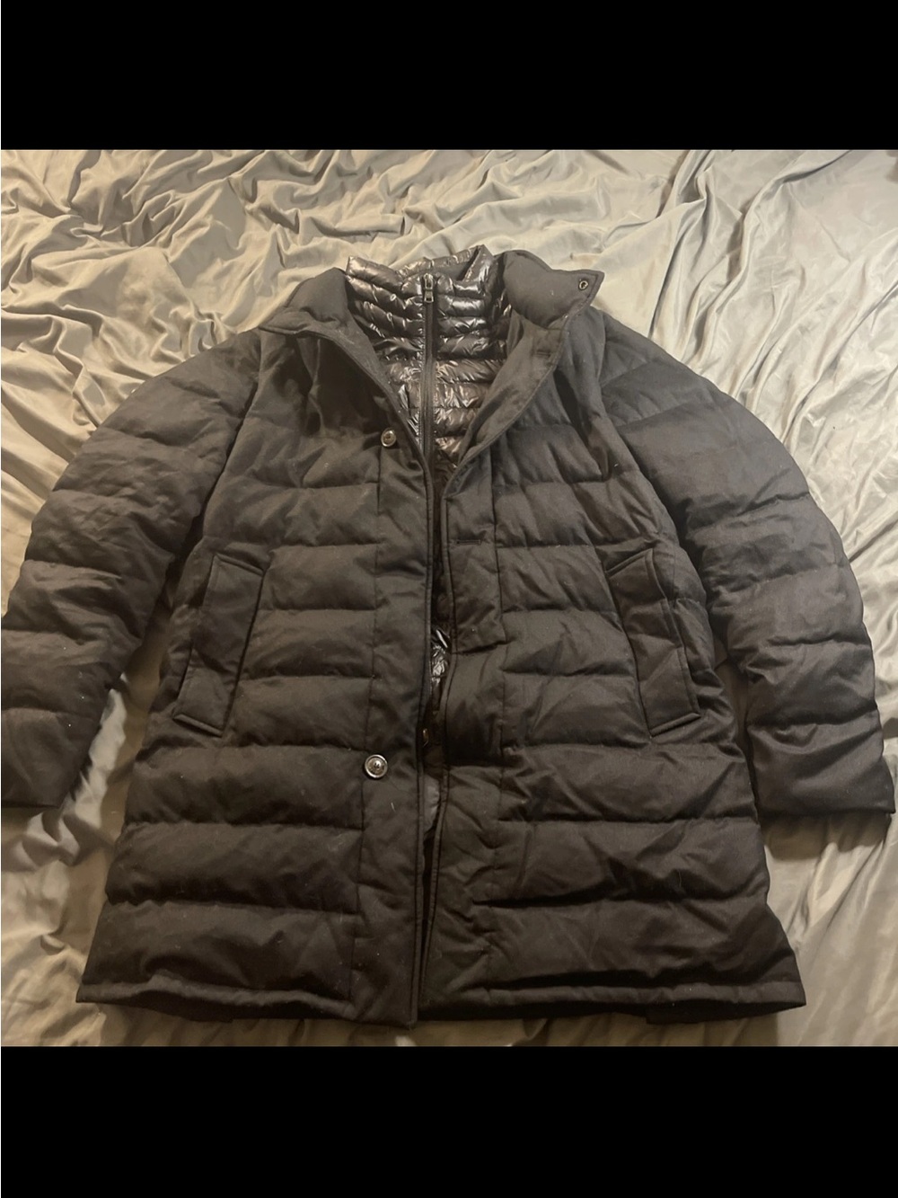 Moncler Vallier Men's Down Coat Black Long Sleeve Size 4 Winter Jacket